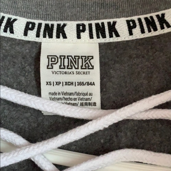PINK Victoria’s Secret Grey Criss Cross Sweatshirt - Picture 2 of 3